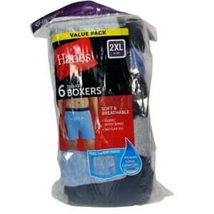 NWT 6PK Hanes Men's Boxers Underwear 2XL (44-46") Value Pack Tagless